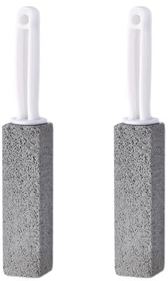 HUVZOR 2 cepillos de piedra pómez para limpiar el inodoro con mango, cepillos de piedra pómez para el inodoro, piedras para limpiar el inodoro, eliminadores eficaces de cal y manchas de orina