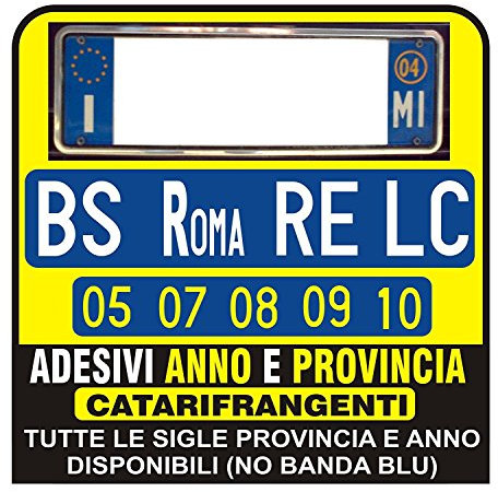 ADESIVI Targa AUTO ANNO E PROVINCIA RIFRANGENTI - PER CONCESSIONARIA AUTO (ANNO E PROVINCIA)