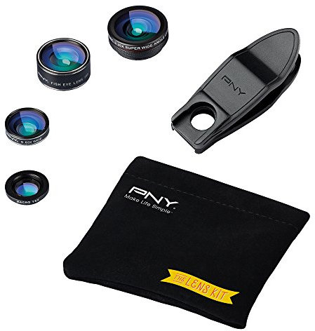 PNY 4 en 1 Kit d'Objectifs pour Smartphone Noir - LNS-4N1-02-RB