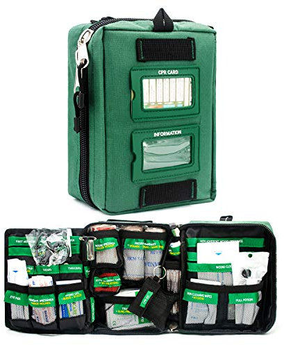 165 Pieces Handy and Comprehensive First Aid Kit Bag – Includes Emergency Blanket, Wound Closures, Bandages and Dressings - Suitable for Home, Office, Camping, Workplace, Car and Travel
