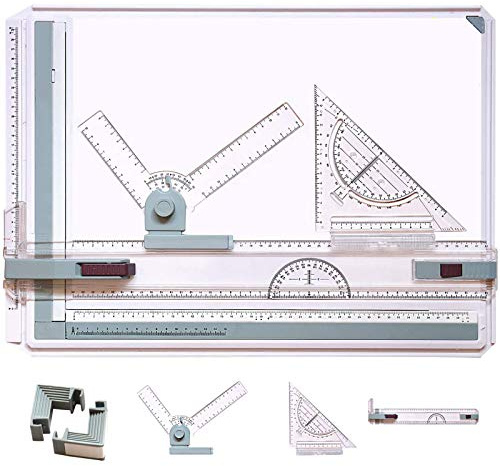 TEHEO A3 Drawing Board, Drafting Table Multi-Function Painting, Writing & Drawing Table with Parallel Motion and Adjustable Angle, Technical Drawing, Metric System Art, Architectural Graphics Supplies