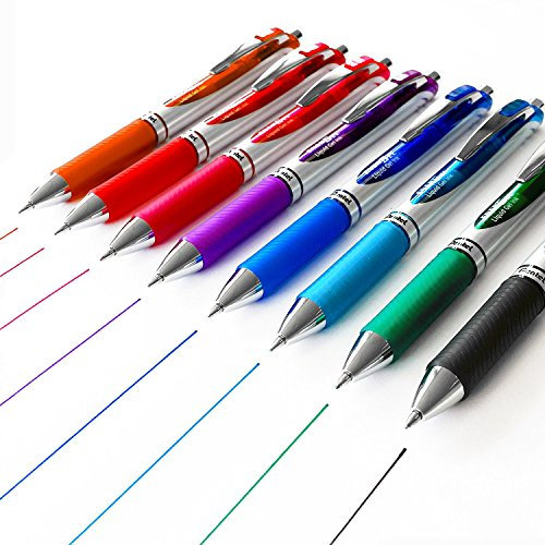 Pentel Energel XM BL77 (Druck-Gelschreiber, 0,7 mm + Ersatzminen, 8 Farben)