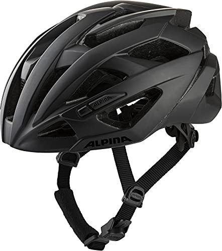 Alpina VALPAROLA - Stoßabsorbierender, Optimal Klimatisierter & Leichter Fahrradhelm Mit Antibakteriellen Polstern Für Erwachsene, Black matt, 55-59 cm