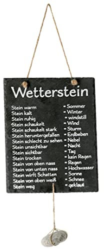Spetebo Wetterstation mit Schiefertafel - 25 x 20 cm - lustige Wetterwarte mit Wetterstein zum Hängen - Wetter Tafel Stein Station Schild Garten Balkon Deko