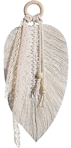 Ppmter Decoración Colgante De Pared De Macrame Hogar Elegante De Hoja Bohemia Decoración De Arte De Tapiz Tejido para Habitación De Guardería Dormitorio Dormitorio