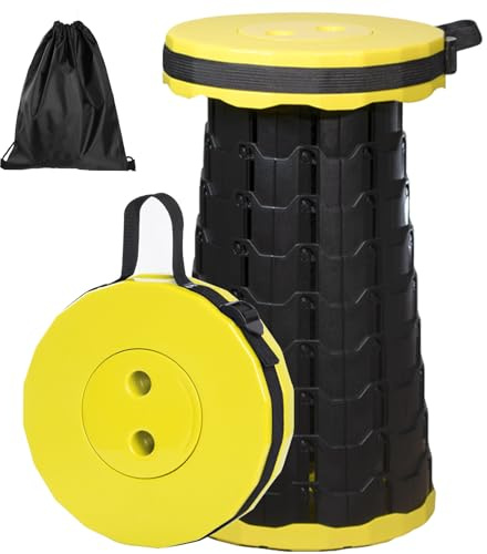 GeeRic Taburete Telescópico Portátil,Taburete Plegable Camping con Gran Capacidad de Carga,Ajustable Taburete Telescópico para Cámping Pesca Jardín
