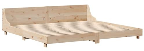 vidaXL Sängram med huvudgavel 200x200 cm massiv furu, säng, sovrumsmöbler, trä säng, dubbelsäng, trä sängram, sängbotten, sängram av massivt trä