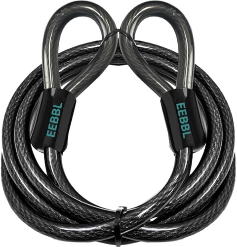 Schlaufenkabel 4.6m x 12 mm, Stahlseil mit Kunststoff ummantelt, Kabelschloss zum Schutz deines Fahrrad, Sicherung für Fahrrad/Motorrad/Ebike(15FT)