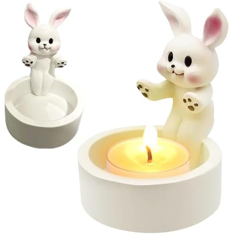 Bougie Lapin， Deco Lapin， Bougeoir Lapin，Décoration De Pâques，Bougies De Pâques, Parfait Pour Les Cadeaux De Pâques Pour Les Amoureux Des Lapins, Les Décorations De Table