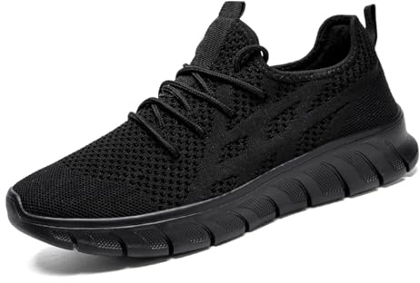Womens Trainers Slip On Running Tennis Shoes Breathable Lightweight Casual Black Size 5