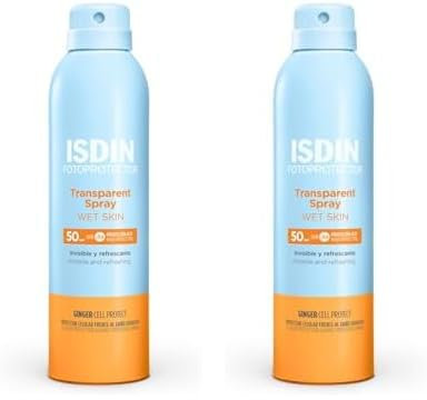 ISDIN Fotoprotección Transparent Spray Wet Skin SPF 30, Protector Solar Corporal Invisible en Spray, muy Resistente al Agua y de Absorción Inmediata, 250 ml (Paquete de 2)