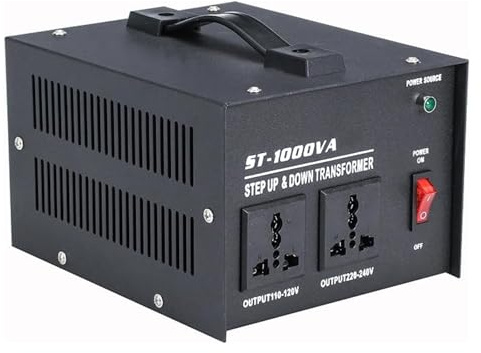 ybaymy 1000W Voltage Transformer, 220/240V to 110/120V Step Up & Step Down Voltage Converter, UK to US 110V & 220V Outlets, 1000VA Voltage Converter with UK Standard Plug and Circuit Break Protection