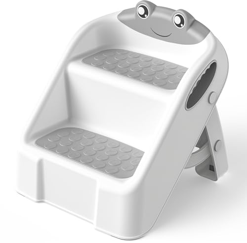 Sgabello Bambini, Scalino Per Bambini bagno Robusto Scaletta a 2 Gradini per Bagno, Lavandino e Toilette, Compatta e Antiscivolo per Bagnos, Cucina, WC e Lavandino, Sopporta Fino a 90 kg