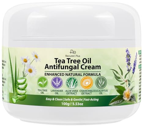 Crema Antimicótica para Tratamiento del pie de atleta: Aceite de Árbol de Té – Fórmula Natural Calmante e Hidratante para la Irritación Inguinal, la Foliculitis Fúngica, el Sarpullido por Calor –100g