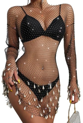 Elegante collana con corpo traforato con diamanti e perle, accessorio per donne alla moda per uso quotidiano collana per il corpo, Grande, come descritto, come descritto