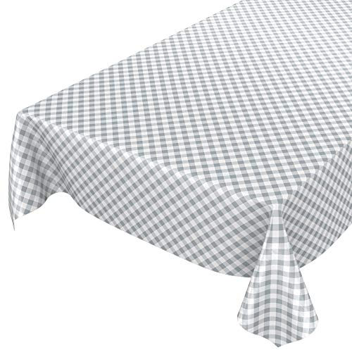ANRO Wachstuchtischdecke Wachstuch Wachstischdecke Tischdecke Wachstuchdecke Karo Kariert Grau 100x140cm eingefasst