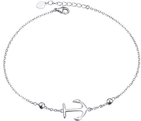 FLYOW Anchor Anklet 925 Sterling Silver Boho Beach Foot Chain Adjustable Anchor Ankle Bracelet for Women Graduation Gifts Jewelry