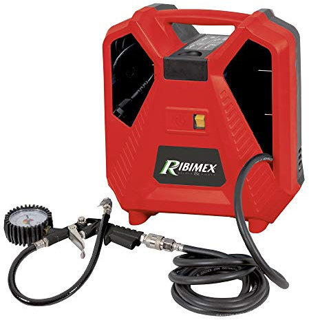 Ribimex PRCOMP1/KIT tragbarer Kompressor 8 bar - 1100 W, Rot und Schwarz