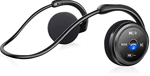Auriculares Bluetooth Deportivos, Cascos Inalambricos Auriculares Bluetooth Deportivos con Micrófono, Estéreo, 12 Horas de Juego, Soporte Tarjeta TF Jugar y Radio FM, Impermeable Sudor, Senderismo