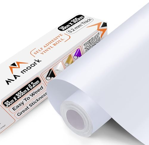 MA Maark Self-Adhesive vinyl roll in Matt Black, 30 cm x 300 cm - Permanent vinyl with PET Material backing which works best for Crafts, Decorating and Personalising Items