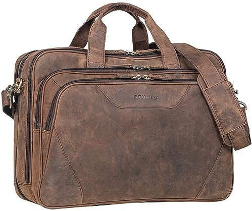 STILORD 'Ansgar' XL Rauleder Aktentasche zum Umhängen für Herren und Damen ideal als Lehrertasche Ledertasche 17-18 Zoll Laptop-Tasche Business oder Ordnertasche Echtleder