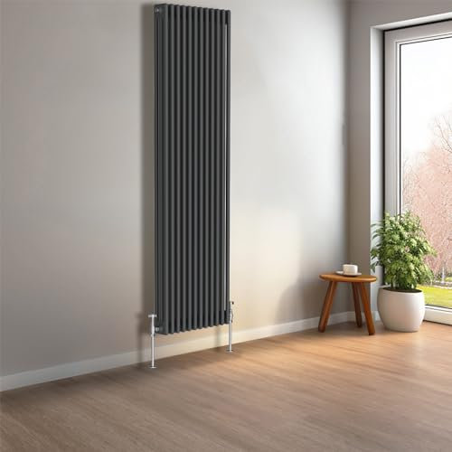 NRG 1800 x 560mm Anthracite Vertical Traditional Column Cast Iron Style Radiator Central Heating Radiator Perfect for Bathrooms, Kitchen, Living Room Triple Panel