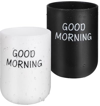 Zahnbürstenbecher 2 Stück Zahnputzbecher, Badezimmer Zahnbürstenhalter, Kunststoff Mundwasser Tasse Wiederverwendbar für Reise Camping Badezimmer