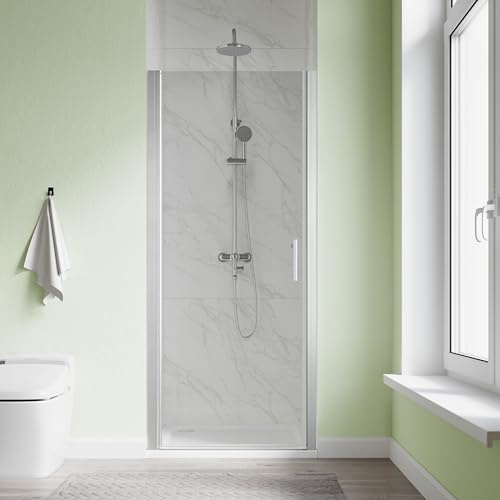 SL4U Pivot Shower Door, 32 W x 72 H, 1/4 Tempered Glass Shower Door, Pivot Swing Shower Glass Door, Easy to Clean, Brushed Nickel Finish