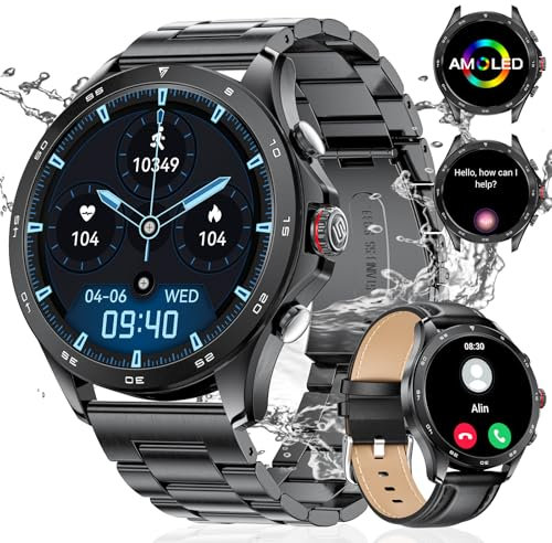 LIGE 1.43 AMOLED Reloj Inteligente Hombre,Smartwatch Para Android iOS Con 400 mAh/15 días de duración de la batería/IP68 Impermeable/Llamadas Bluetooth