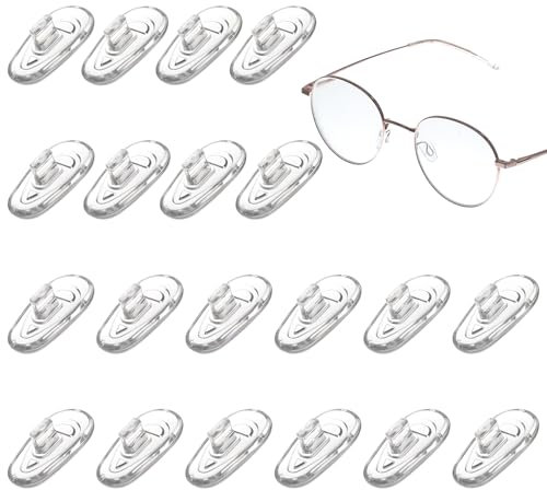 Push-in Eyeglass Nose Pads 10 Pairs of Eyeglasses Replacement Nose Piece 15mm Soft Silicone Air Cushion Glasses Replacement Nosepad Oval Nose Guards Anti-Slip Eye Pads Glasses Accessories (Clear)