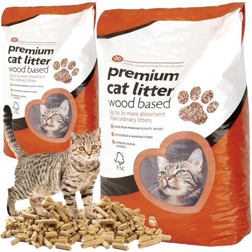 Premium Cat Litter Wooden Pellets Clean & Easy To Use Ultra Absorbent Odour Control Wood Litter Extra Soft Bedding For Comfort (30 Litre Bag)