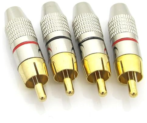 Zephyra 4 Connettori RCA Maschio Senza Saldatura – Adattatori Cinch Audio Video a Vite, per Cavi Coassiali, CCTV, Hi-Fi, Home Theater, Multimedia (2 Rossi + 2 Neri)