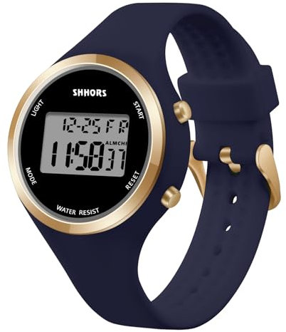 AOOSU Orologio Digitale da Donna, Orologio da Donna con Sveglia, Cinturino in Silicone, Quadrante Luminoso, Visualizzazione Della Data, Adatto per Il Tempo Libero o lo Sport (Blu scuro)