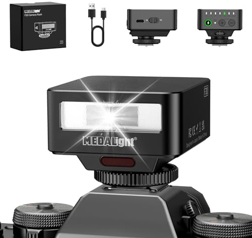 MEDALight Flash F30 Mini Camera Flash,GN15 Camera Flash 7 Power Levels Manual Hot Shoe Flash for Sony ZV1/Ricoh GR3 /Nikon/Canon/Fuji/Digital Film Cameras/DSLR Camera（Not Compatible for Sony ZV-1F.