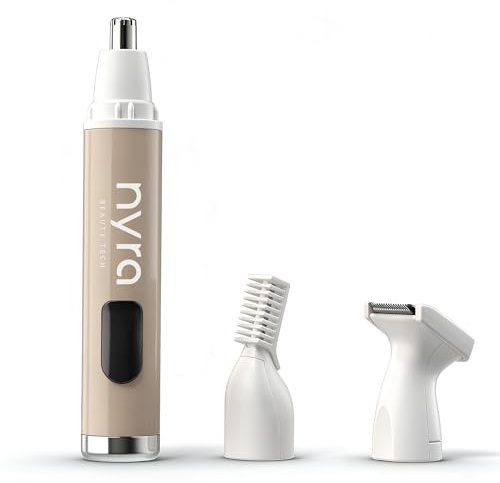 Nyra Facial Hair Trimmer Recortador de Pelo Nariz y Orejas 360° | Cuchilla Arco Antitirones, Motor 9000rpm Silencioso, Batería USB 3,7V/300mAh | Nariz, Orejas, Cejas y Barba para Hombre y Mujer