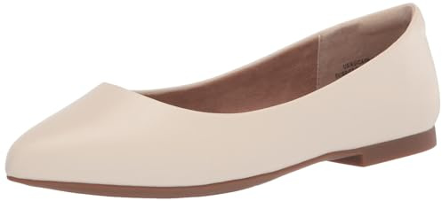 Amazon Essentials Women's Pointed-Toe Ballet Flat, Ivory, 7.5 UK Wide
