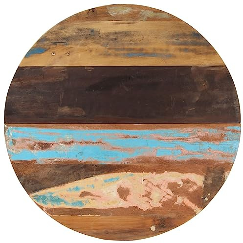 vidaXL Tischplatte Massivholzplatte Holzplatte Ersatztischplatte Holz Platte für Couchtisch Beistelltisch Rund 80cm 25-27mm Recyceltes Massivholz