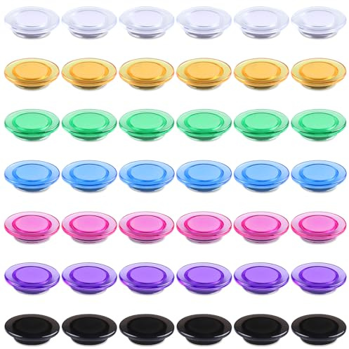 ZDZBLX Magneti potenti, 42 pezzi a 7 colori, magneti rotondi trasparenti per lavagne magnetiche e frigorifori