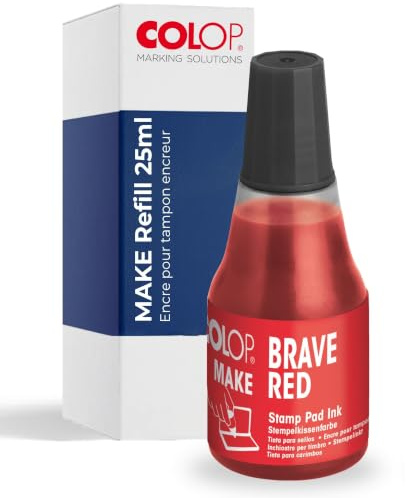 COLOP Recharge d'encre pour tampon encreur MAKE - 25 ml - Brave Red | Encre à base d'eau dotée d'une pointe d'application pratique, idéale pour recharger facilement les tampons encreurs.