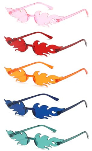 EIHI 5 lunettes de soleil flamme, lunettes de soleil feu, lunettes de soleil nouveauté pour décoration de fête de mascarade Pour Femme Homme