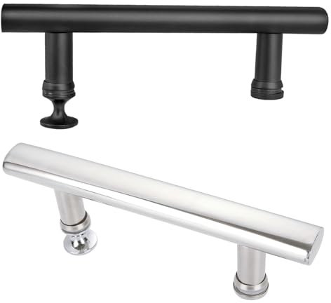 Maniglie per porta della doccia in acciaio inox nero, 145 mm, da foro a foro, confezione da 2 pezzi di ricambio per porte rotonde in vetro, maniglia per un facile accesso e un look elegante