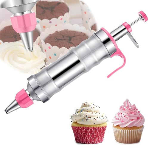 Ensemble de seringues de décoration de dessert en acier inoxydable durable - Seringues à glaçage professionnelles - 9 pièces - Accessoires pour glaçage de gâteaux et biscuits