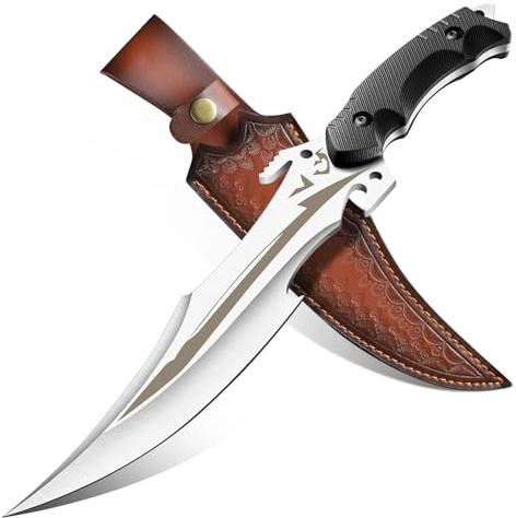 Purple Dragon Outdoor Survival Jagdmesser - feststehend mit Leder-Scheide