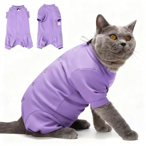 HEYWEAN Cat Recovery Suit Long Sleeve Cats Body Suit After Surgery Medical Vest Cats Clothing Surgical Onesie Cat Surgery Recovery Suits Stop Licking Kitten Medical Care Protection Suits