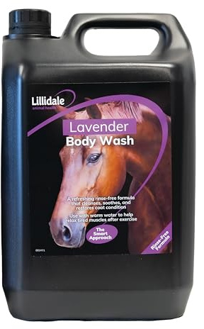 Lavender Horse Shampoo 5L | Rinse-Free Soapless Formula with Lavender Oil | Calming Equine Shampoo & Body Wash for Post-Competition Refresh, Coat Care & Tired Muscles | Lillidale