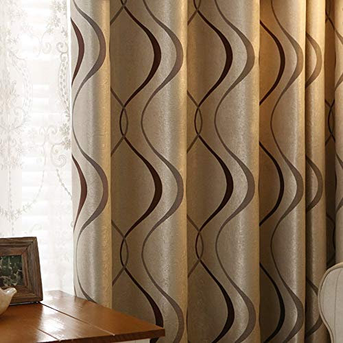 2 Panels Set Modern Striped Curtains for Living Room (Coffee, 2 x 66x84 Inch)