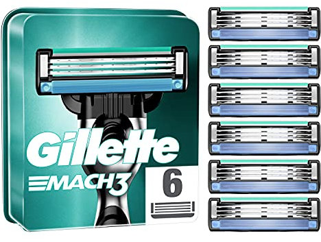 Gillette Mach3 Rasierklingen, 6 Ersatzklingen für Nassrasierer Herren mit 3-fach Klinge