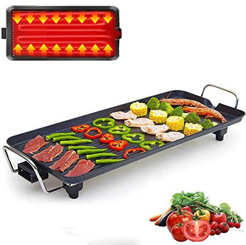 Professional Grill Cookware - Electric Grill Griddle, Non-Stick Teppanyaki Grill Pan Versatile Griddle for Indoor Barbecue Vegetable Seafood Meat Cooking, Perfect for Dinner Party Backyard Barbecue