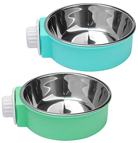 2 Pcs Pet Crate Bowls, 2-in-1 Dog Hanging Bowl Removable Cage Water Bowls for Small Animals