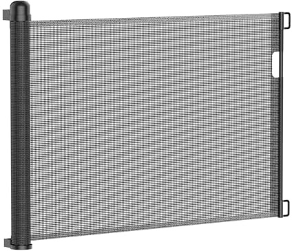 XMTECH Rejilla para puerta extensible, protección para escaleras, para niños y perros, para interiores y exteriores, 0-180 cm, negra